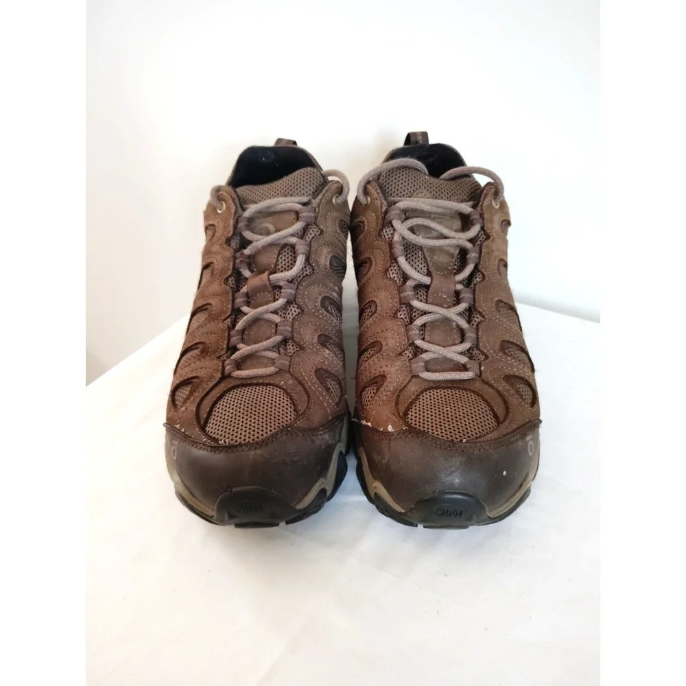 Oboz Men 12 Sawtooth II Low Brown Leather Mesh Durable Rugged Trail Hiking Shoes